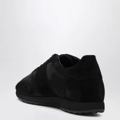 The Row Velvet Adjustable Sneakers Suede Finish In Black