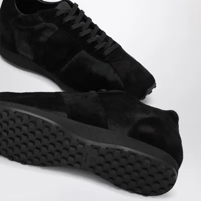 The Row Velvet Adjustable Sneakers Suede Finish In Black