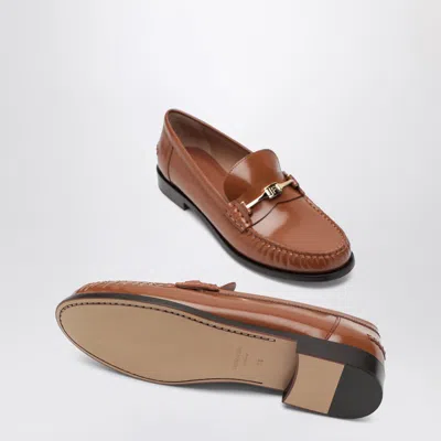 Ferragamo Moccasin With Chain New Vara Colour Leather In Blue