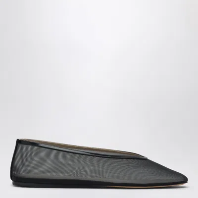 Le Monde Beryl Black Ballerinas In Fishnet Style In Leather Woman In Black