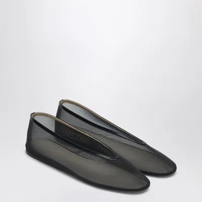 Le Monde Beryl Black Ballerinas In Fishnet Style In Leather Woman In Black
