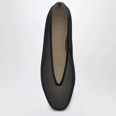 Le Monde Beryl Black Ballerinas In Fishnet Style In Leather Woman In Black