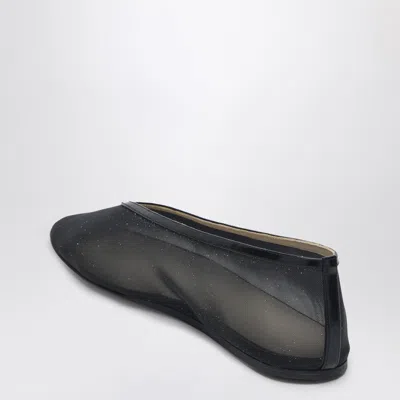 Le Monde Beryl Black Ballerinas In Fishnet Style In Leather Woman In Black