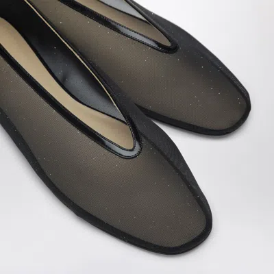 Le Monde Beryl Black Ballerinas In Fishnet Style In Leather Woman In Black