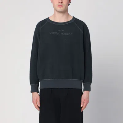 Maison Margiela Faded Black Sweatshirt In Cotton With Logo In Grey