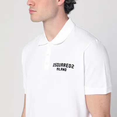 Dsquared2 White Polo In Cotton With Logo In White