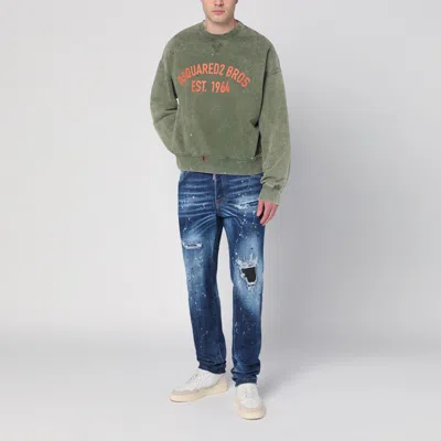Dsquared2 Cotton Sweatshirt With Logo In Green