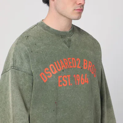 Dsquared2 Cotton Sweatshirt With Logo In Green