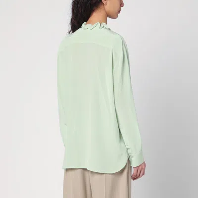 Victoria Beckham Ruffled Crepe De Chine Shirt In Green