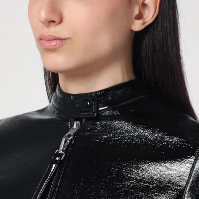 Courrèges Vinyl Zip-up Jacket In Black