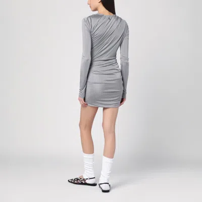 Attico Draped Satin Mini Dress In Grey