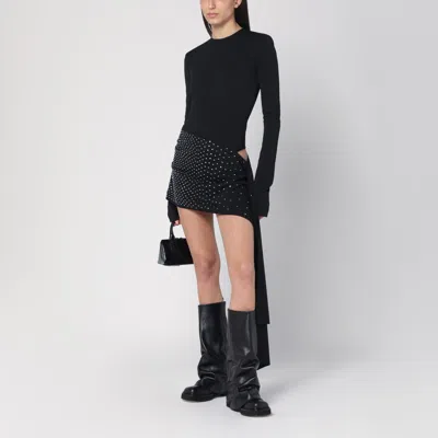 Shop Attico The  Mini Black Dress With Thermostrass