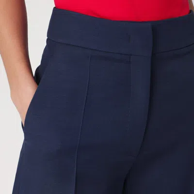 Valentino Garavani High-waisted Wide Leg Pants In Silk And Wool Indigo Women In Purple