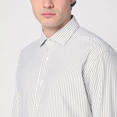 Xacus Striped Poplin Shirt In Beige