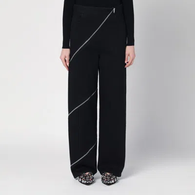 Alaïa Womens Noir Alaia Spiral Two-patch-pockets Wide-leg High-rise Denim-blend Trousers In Black