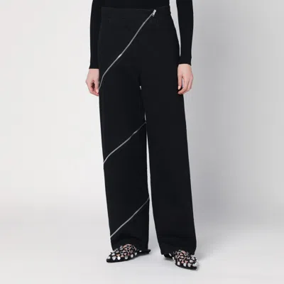 Alaïa Womens Noir Alaia Spiral Two-patch-pockets Wide-leg High-rise Denim-blend Trousers In Black
