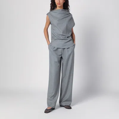 Loulou Studio Gray Wide Pants With Drawstring In Grey