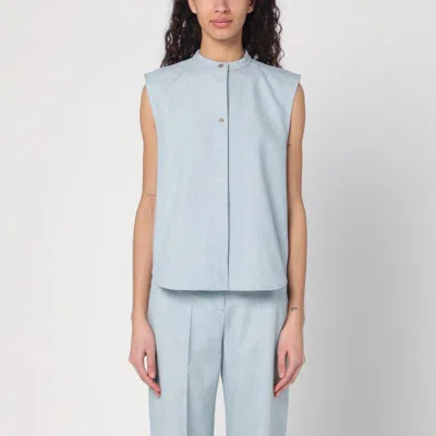 Loulou Studio Fog Grey Blouse In Cotton Blend In Light Blue