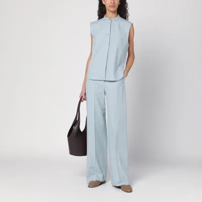 Loulou Studio Fog Grey Blouse In Cotton Blend In Light Blue