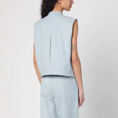Loulou Studio Fog Grey Blouse In Cotton Blend In Light Blue