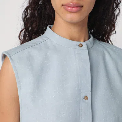 Loulou Studio Fog Grey Blouse In Cotton Blend In Light Blue