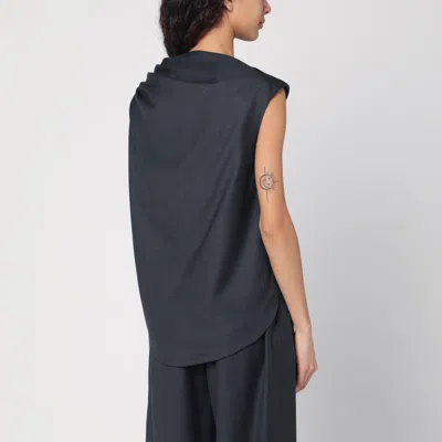 Shop Loulou Studio Asymmetric Black Wool Top