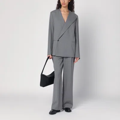 Shop Loulou Studio Wide Grey Wool Pants