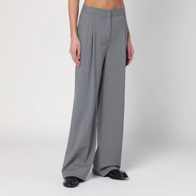 Loulou Studio Wide Grey Wool Pants In Grey