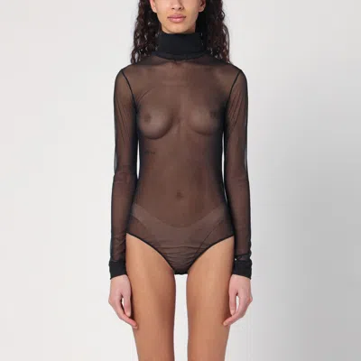 Maison Margiela Black Semi-transparent Turtleneck Body In Black