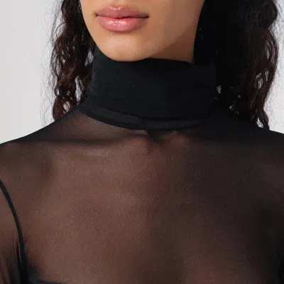 Maison Margiela Black Semi-transparent Turtleneck Body In Black