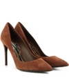 Dolce & Gabbana 85mm Suede Pumps With Leopard Sole, Brown In Marroee