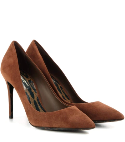 Shop Dolce & Gabbana Kate Suede Pumps In Marroee