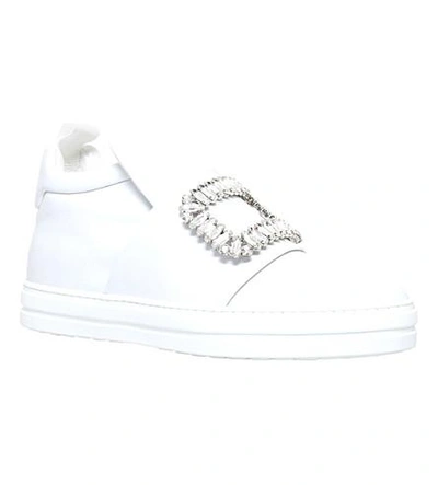 Shop Roger Vivier Sneaky Viv Embellished Leather Trainers In White