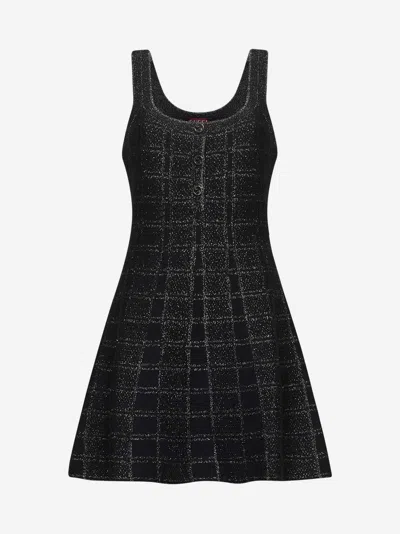 Gucci Black Wool And Jacquard Dress