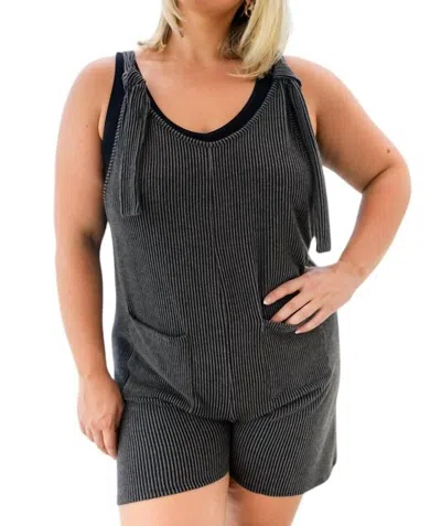 Lovely Melody Shut It Down Romper In Black In Grey
