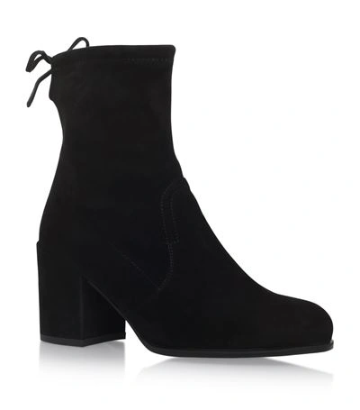 Stuart Weitzman Short Suede Block Heel Booties In Black