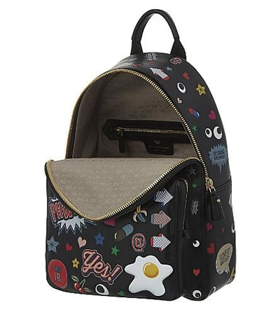 Shop Anya Hindmarch Stickers Leather Mini Backpack In Black Circus