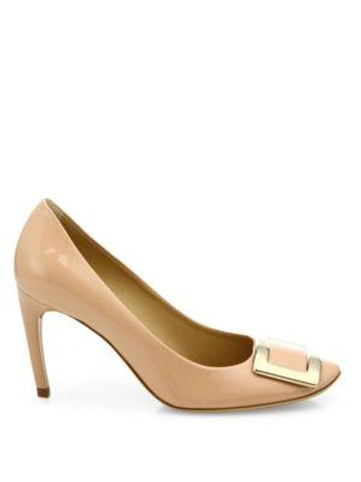 Shop Roger Vivier Belle De Nuit Buckle Patent Leather Pumps In Nude