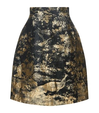 Shop Oscar De La Renta Metallic Jacquard A-line Skirt