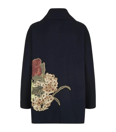 Shop Valentino Floral Embroidered Pea Coat