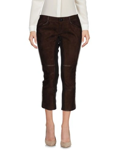 Dsquared2 Cropped Trousers & Culottes In Dark Brown