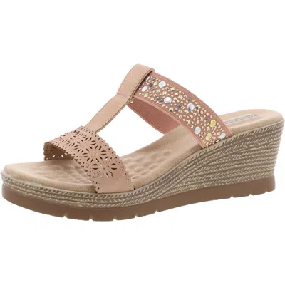 Shop Good Choice Alena Womens Faux Suede Round Toe Wedge Sandals In Pink