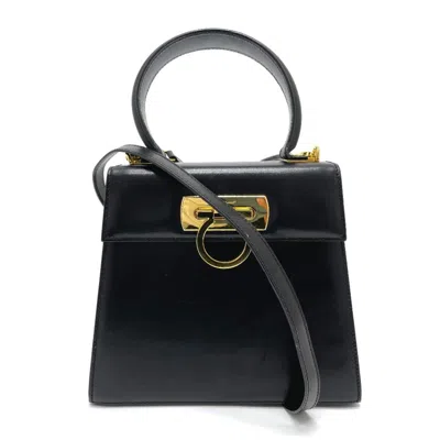 Pre-owned Ferragamo Leather Shoulder Bag () In Black