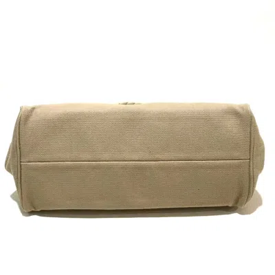 Pre-owned Bottega Veneta Beige Ivory Canvas Leather Shoulder Bag Tote Bag () In Beige, Ivory