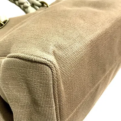 Pre-owned Bottega Veneta Beige Ivory Canvas Leather Shoulder Bag Tote Bag () In Beige, Ivory