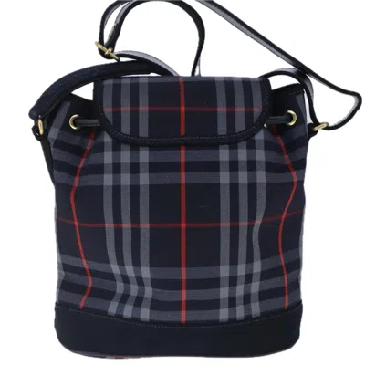 Pre-owned Burberry Nova Check Navy Canvas Shoulder Bag ()
