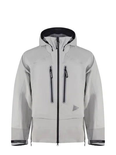 And Wander Pertex Shield Rain Jacket In Light Grey