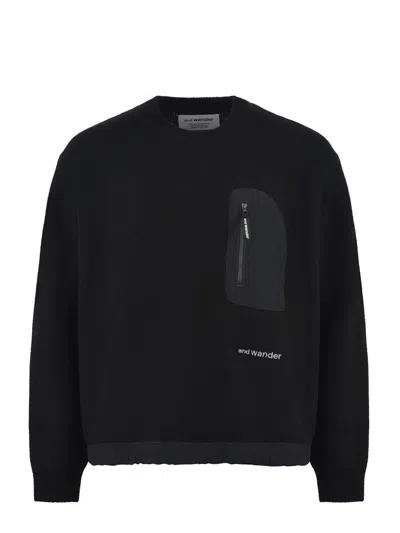 And Wander 63 Shetland Wool Sweater In Black