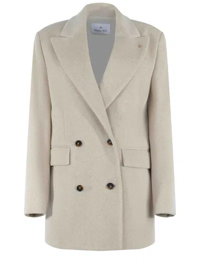 Manuel Ritz Coat In Viscose Blend In Grey