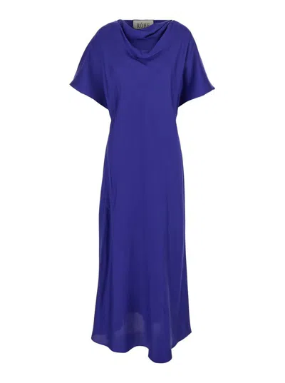 Rohe Fluid Draped Silk Midi Dress In Blue